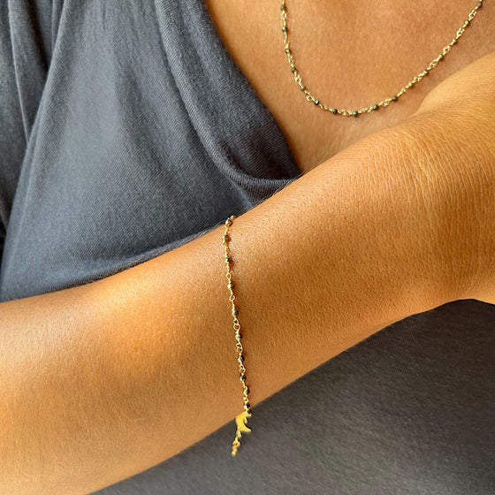 Labradorite handmade chain link bracelet gold plated