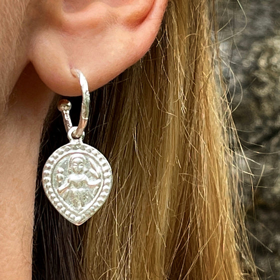 Sterling Silver Hammered Loop Aphrodite Goddess Earrings