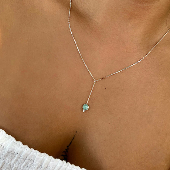 December Birthstone Amazonite Necklace on sterling silver chain
