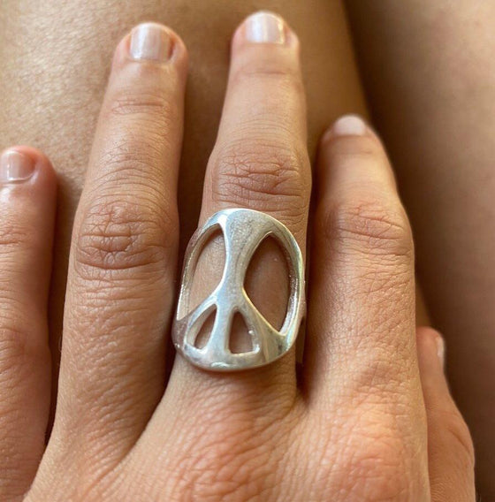 Silver Peace Symbol Ring