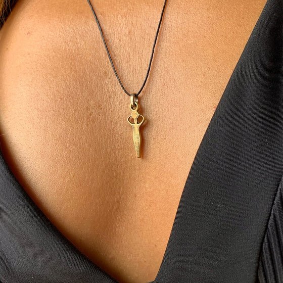 Ancient Moon Goddess brass pendant necklace