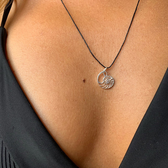 Nautilus Shell Sacred Geometry Silver Pendant Necklace