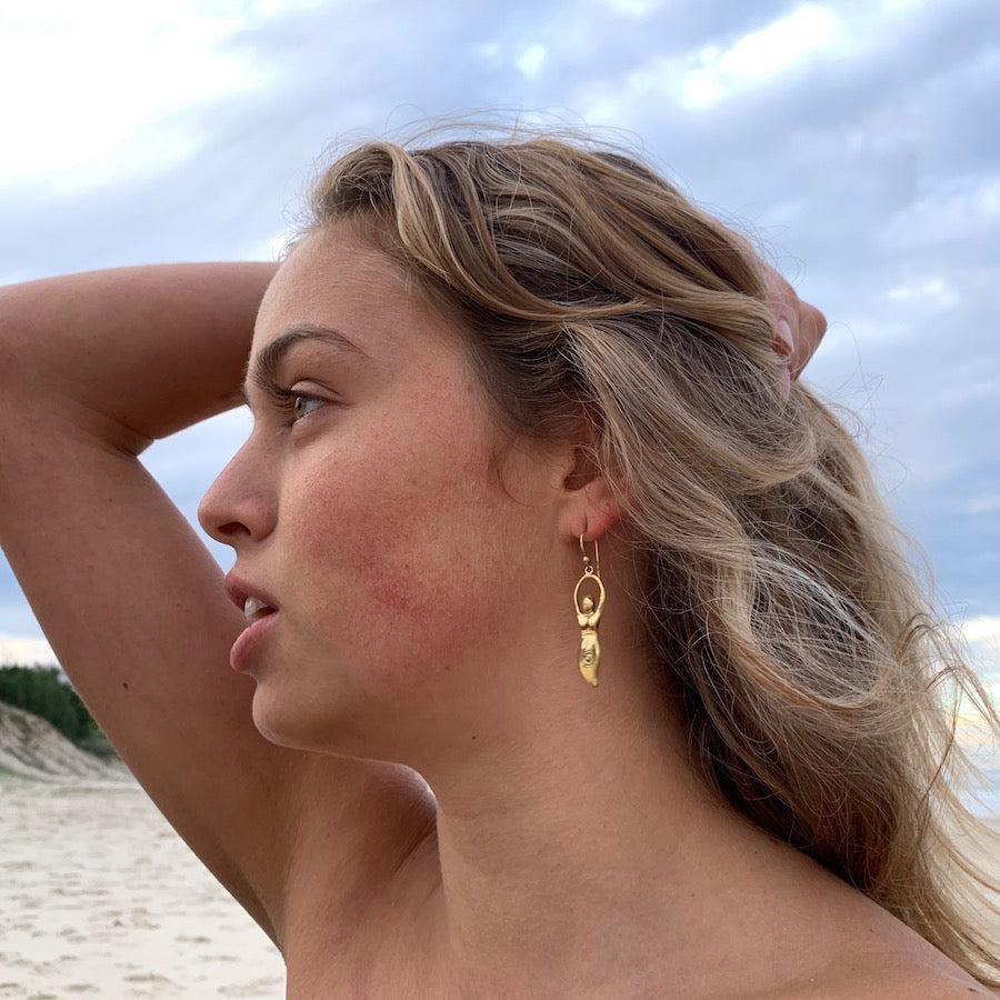 Goddess brass earrings