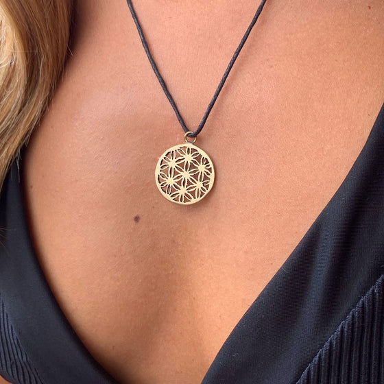 Flower of Life Necklace Brass Sacred Geometry Pendant