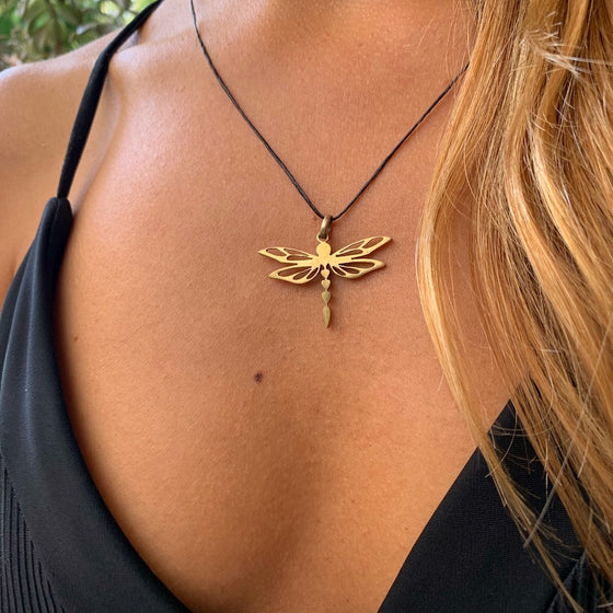 Dragonfly Necklace Brass Pendant