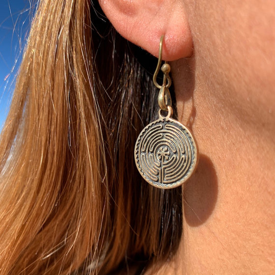 Labyrinth of Chartres Brass earrings