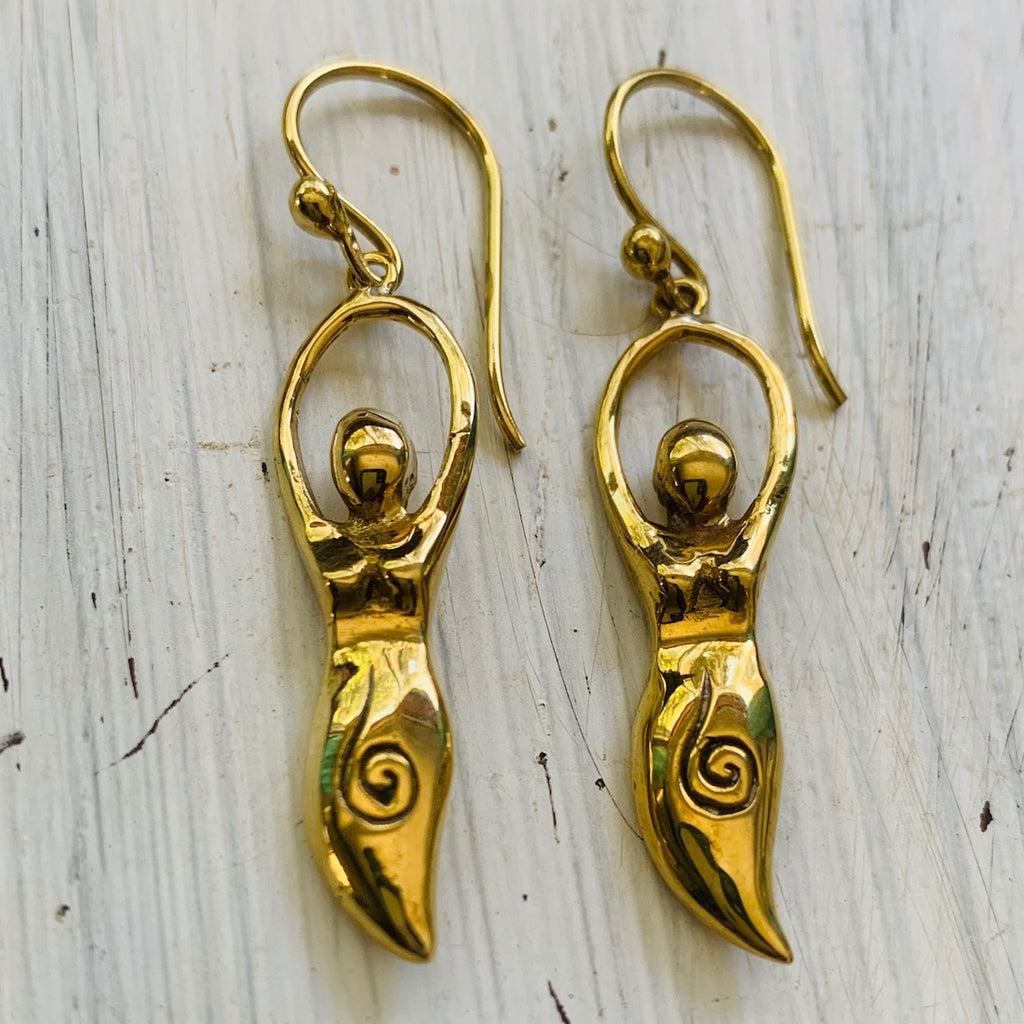 Brass Goddess Earrings