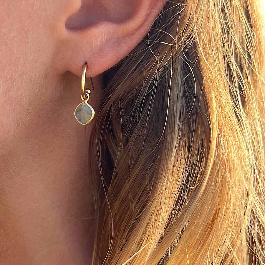 Faceted Peridot Gemstone Earrings on Gold plated loops