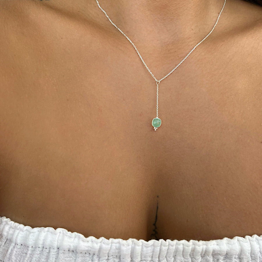 March Birthstone Aquamarine Necklace on sterling silver chain