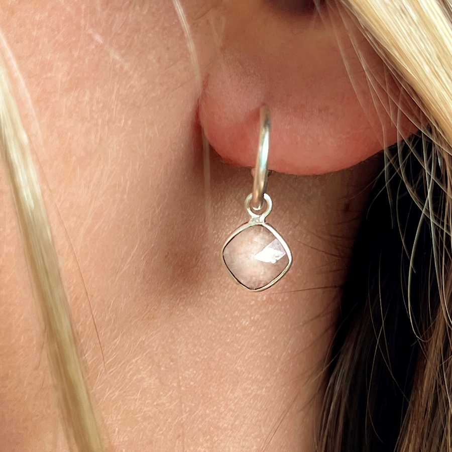 Clear Quartz Gemstone Earrings on Sterling Silver loops