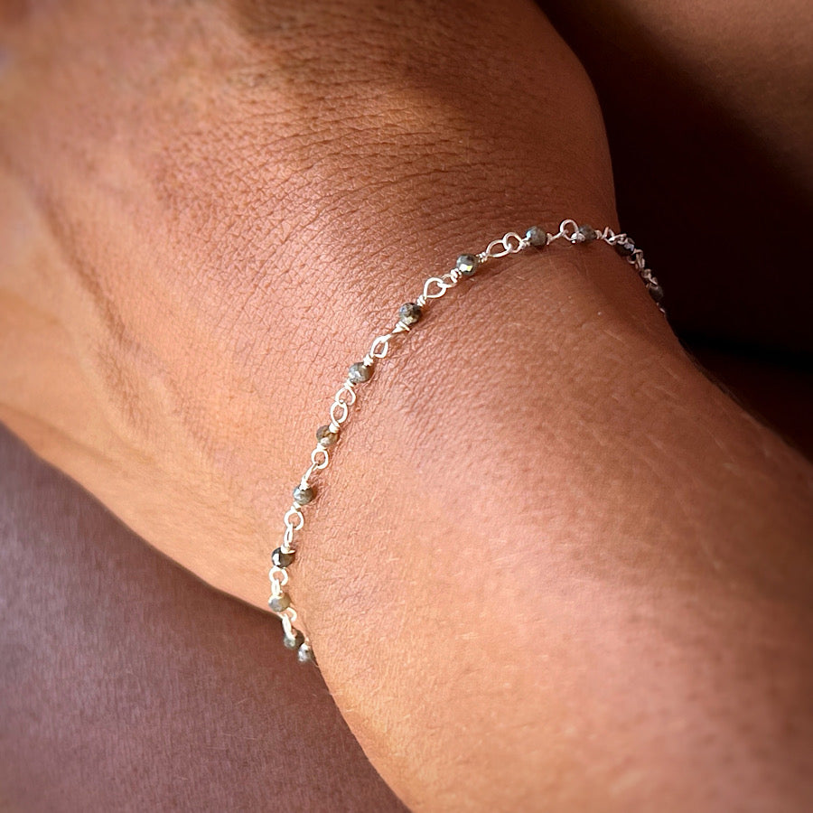 Labradorite handmade chain link bracelet sterling silver