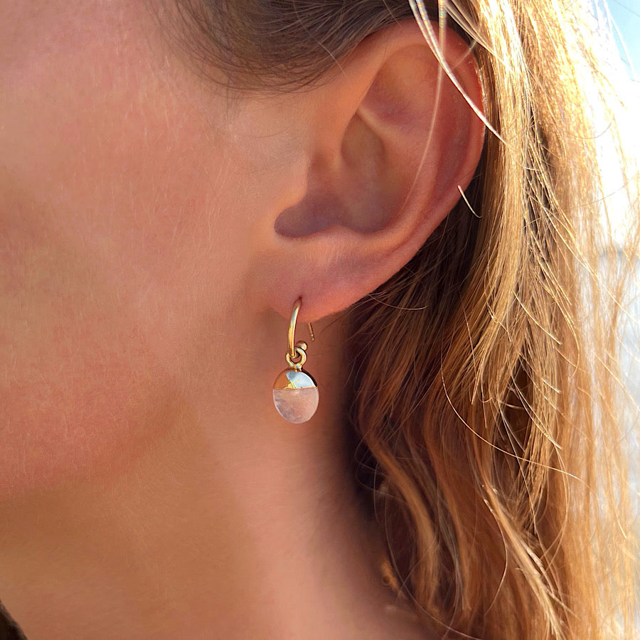 Rose Quartz Gemstone Earrings on Gold plated loops