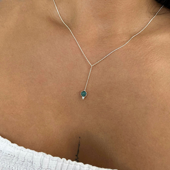 May Birthstone Emerald Necklace on sterling silver chain