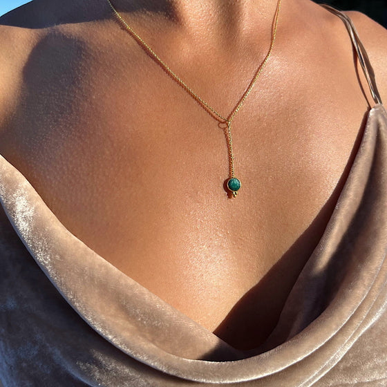 May Birthstone Emerald Necklace on Gold plated chain