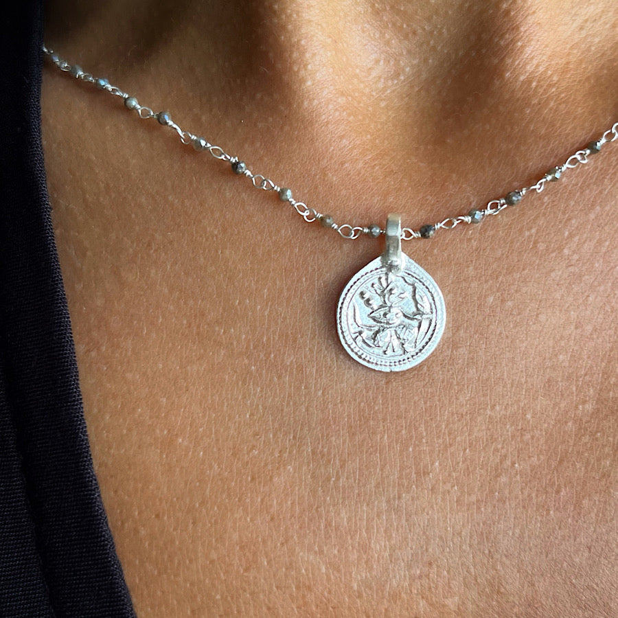 Labradorite handmade chain link necklace sterling silver Hanoman