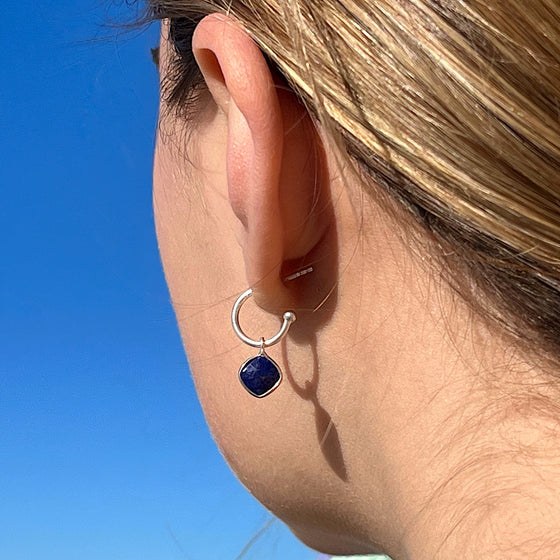 Lapis Lazuli Gemstone Earrings on Sterling Silver loops