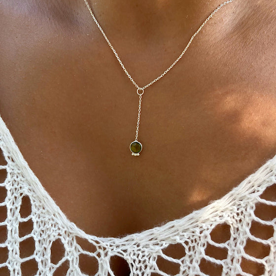 August Birthstone Peridot Necklace on sterling silver chain