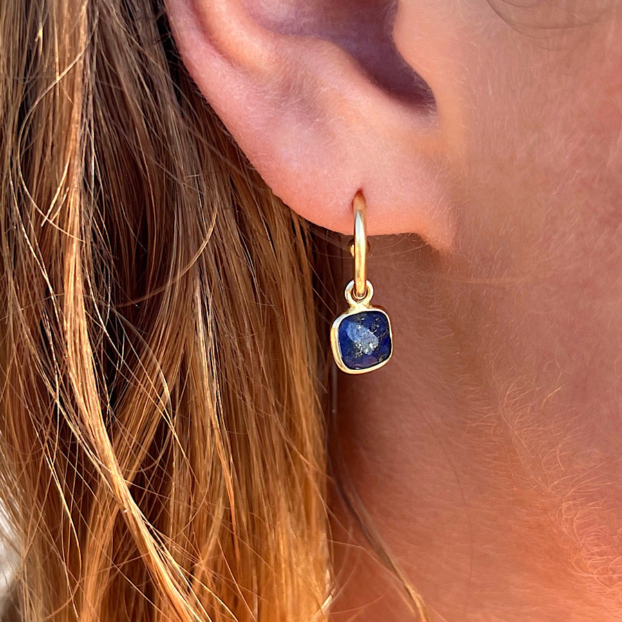 Lapis Lazuli Gemstone Earrings on Gold plated loops