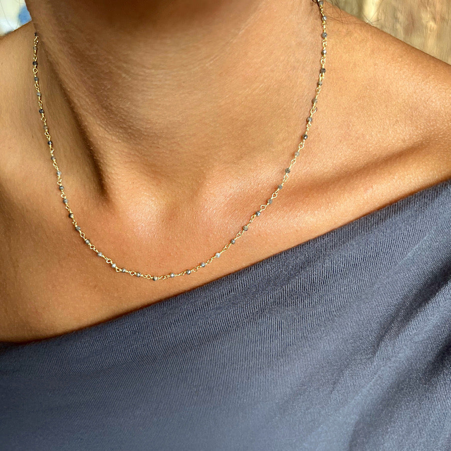 Labradorite handmade chain link necklace sterling silver