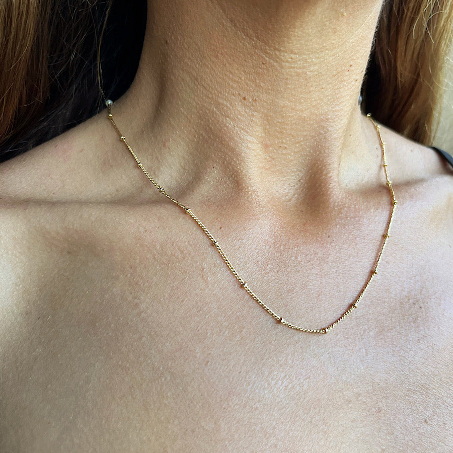 Gold plated satellite chain necklace freshwater Pearls 