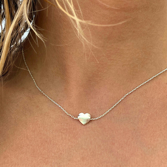 Sterling silver Hill Tribe Heart pendant on silver chain