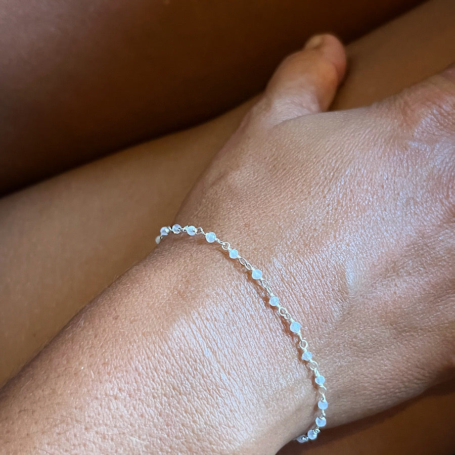 Moonstone handmade chain link bracelet sterling silver