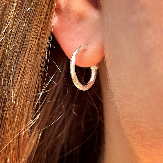 Sterling Silver Handmade Hammered Loop Earrings