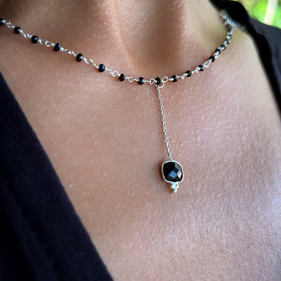 Onyx handmade chain link necklace sterling silver
