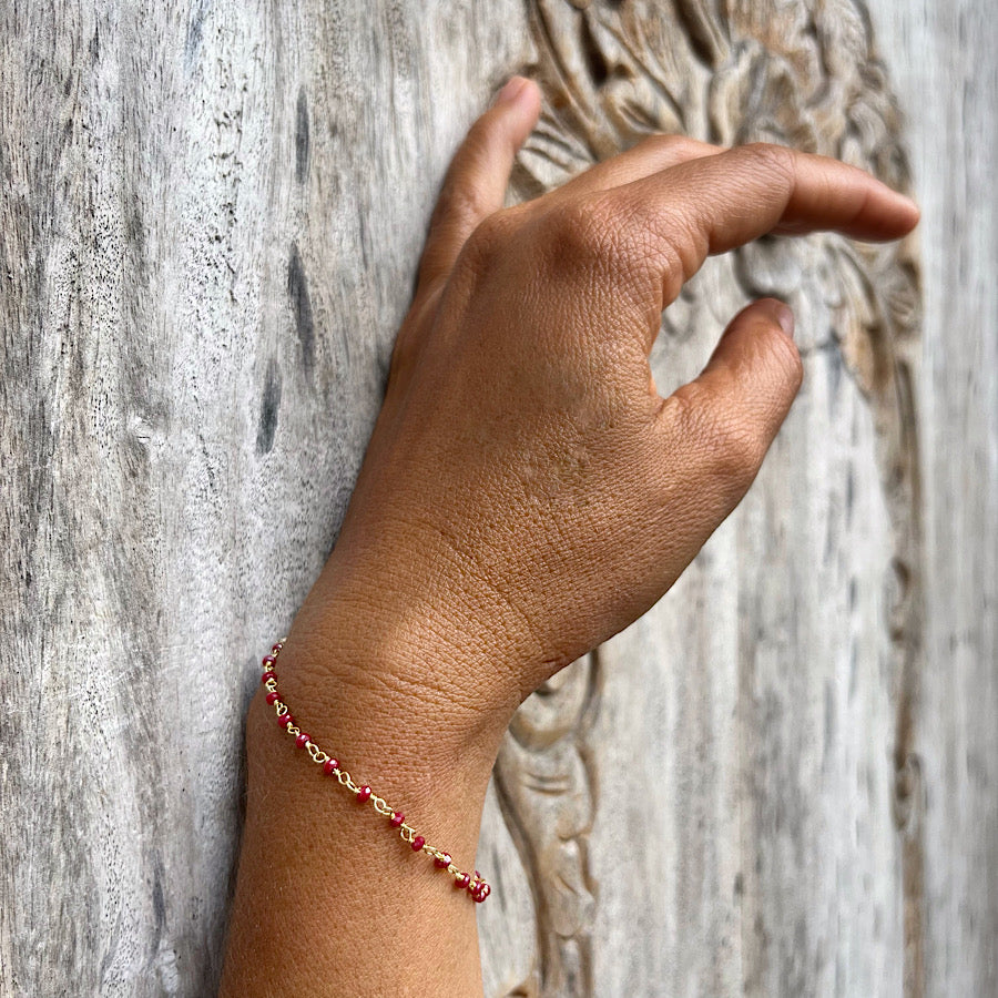 Ruby handmade chain link bracelet gold plated