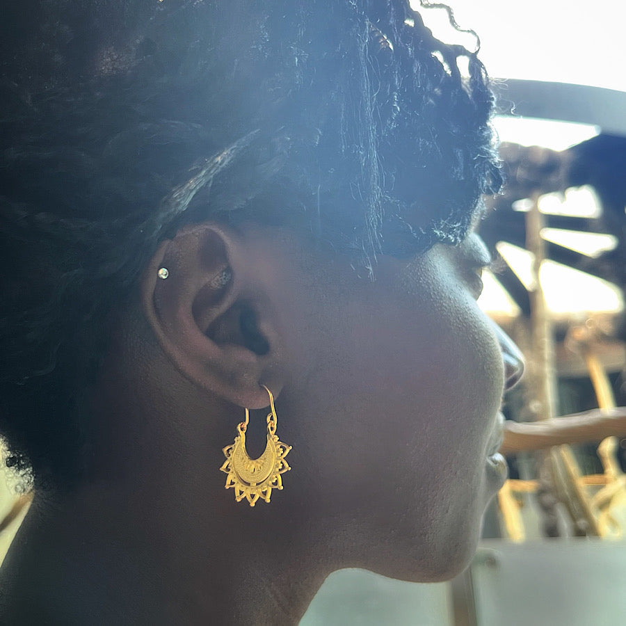 Gold plated Heart Mandala Earrings