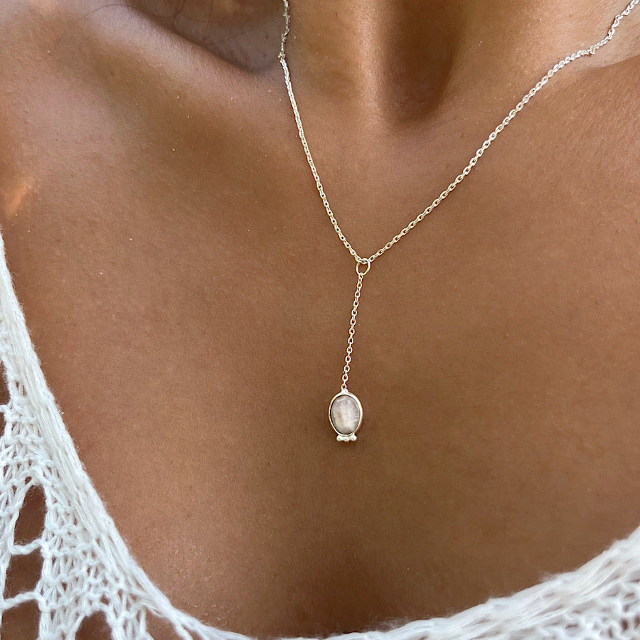 June and September Birthstone Moonstone Necklace on sterling silver chain