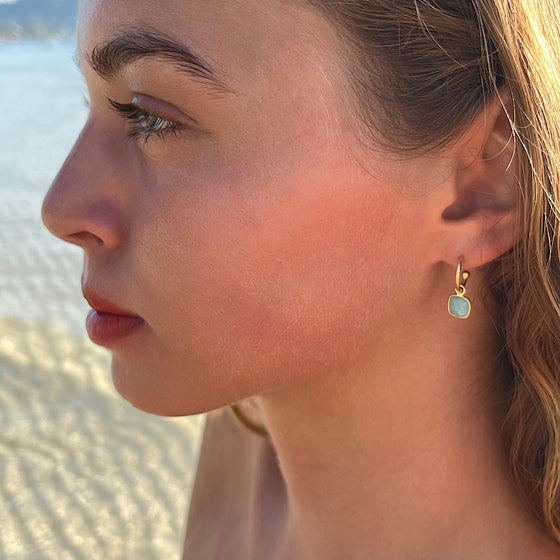 Amazonite Gemstone Earrings on Gold plated loops