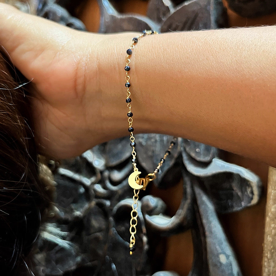 Onyx handmade chain link bracelet gold plated