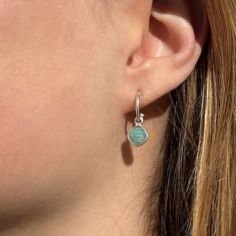 Amazonite Gemstone Earrings on Sterling Silver loops