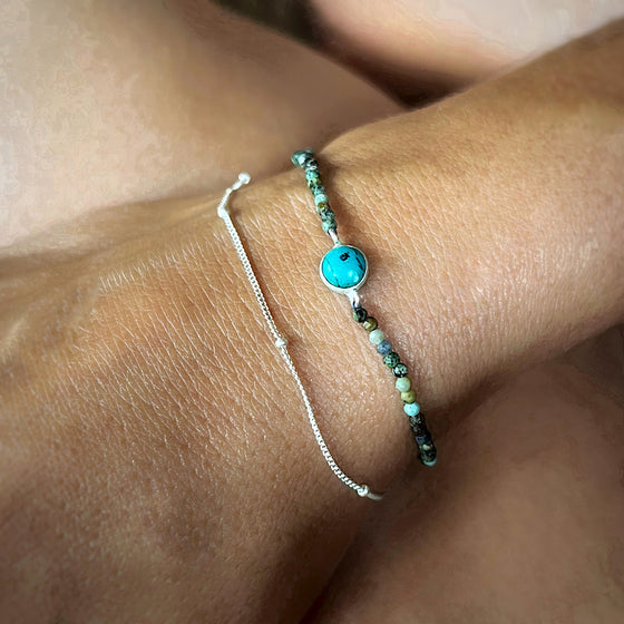 December Birthstone Turquoise Bracelet with sterling silver chain