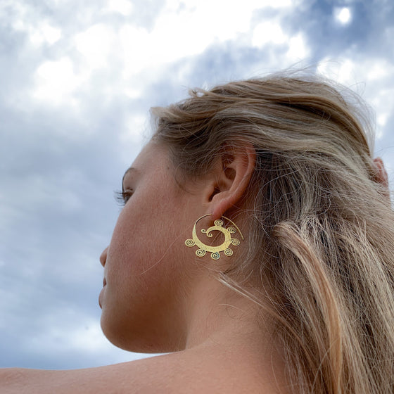 TRIBAL SPIRALS Brass earrings