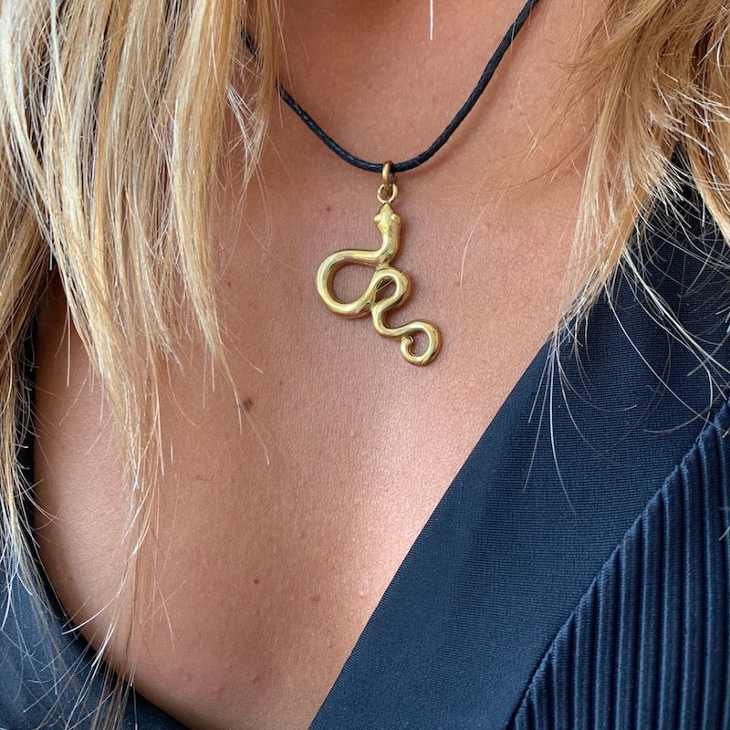 Kundalini brass Pendant snake necklace