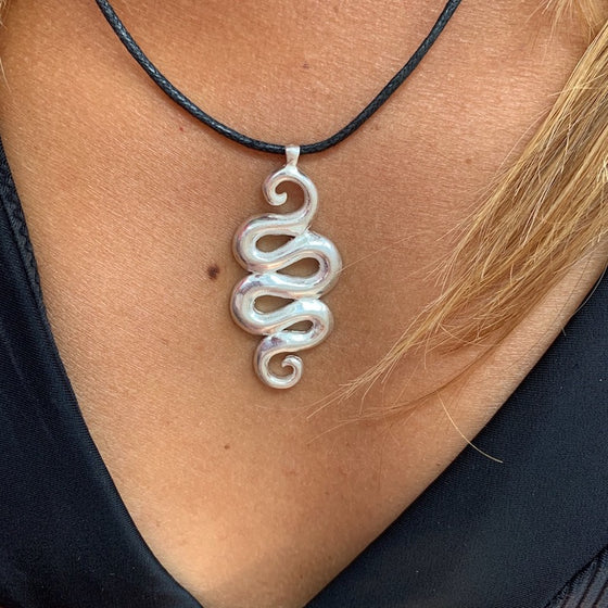 Kundalini Silver snake Pendant necklace