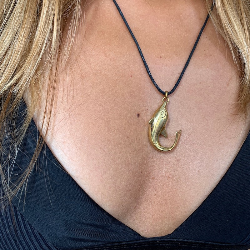 Dolphin Necklace Brass Pendant 