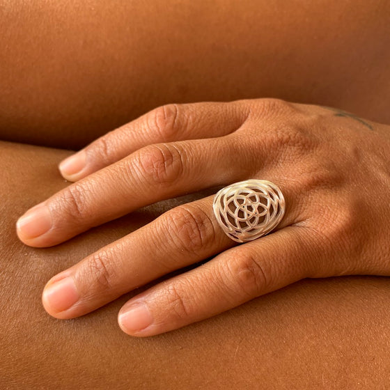 Silver Rose Of Venus Ring sacred geometry jewellery