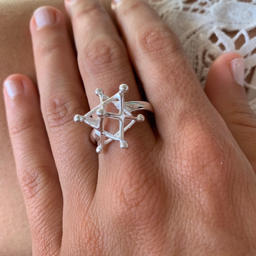Silver Merkaba Sacred Geometry Ring