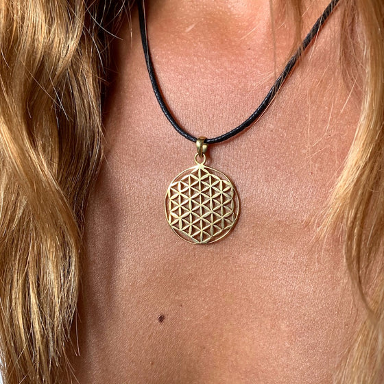 Flower Of Life Brass pendant sacred geometry necklace