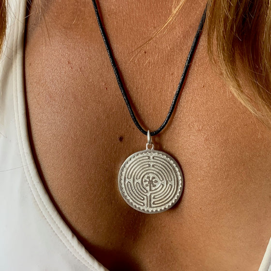 Labyrinth of Chartres Necklace Silver Pendant