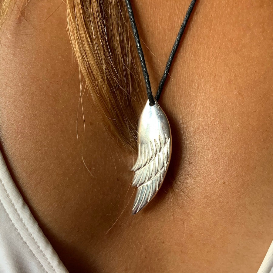 Angel Wing Solid Silver pendant necklace