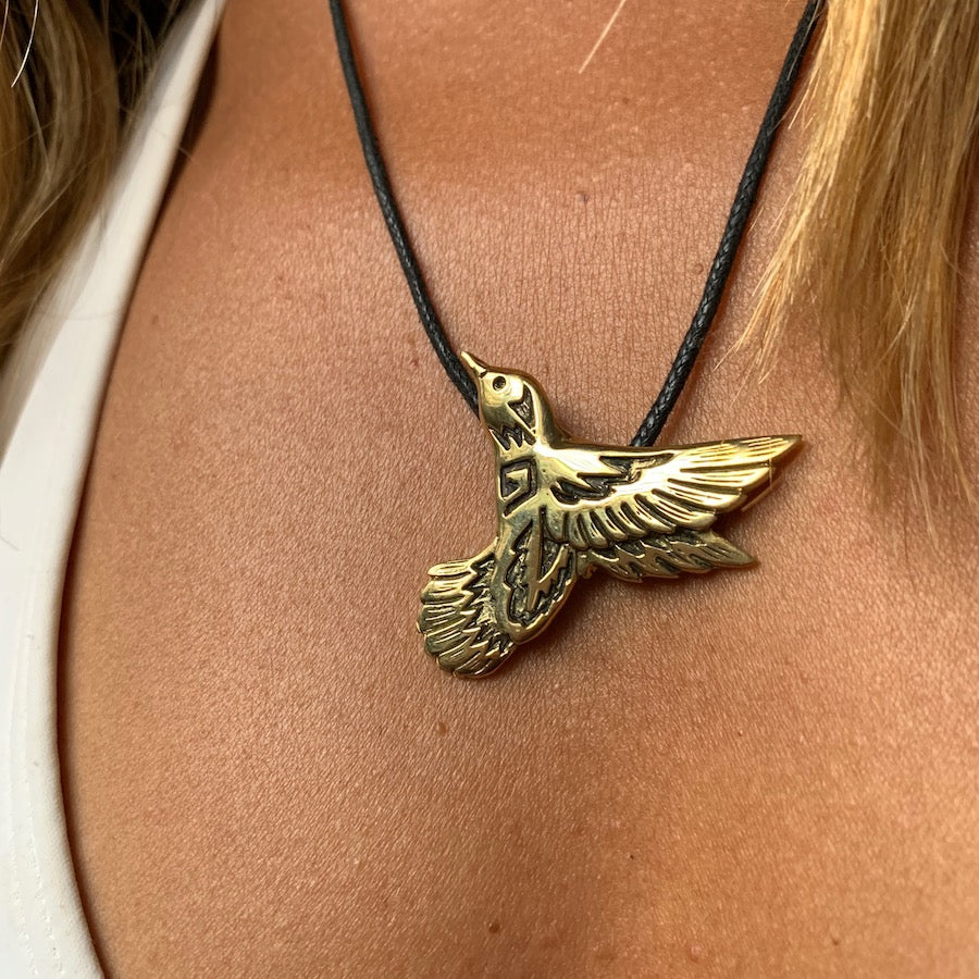 Hummingbird Pendant Brass necklace