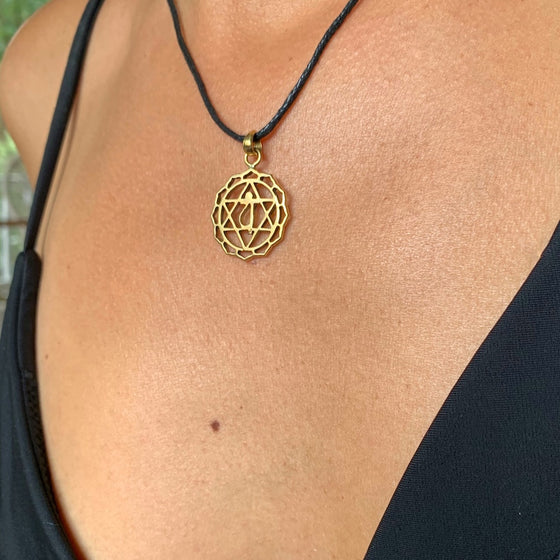 Heart Chakra Symbol Yoga Necklace Brass Pendant