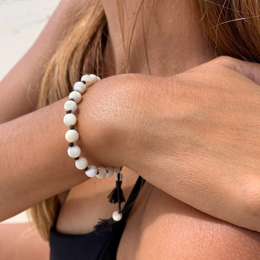 Mother Of Pearl Wrist Mala Beads yoga bracelet