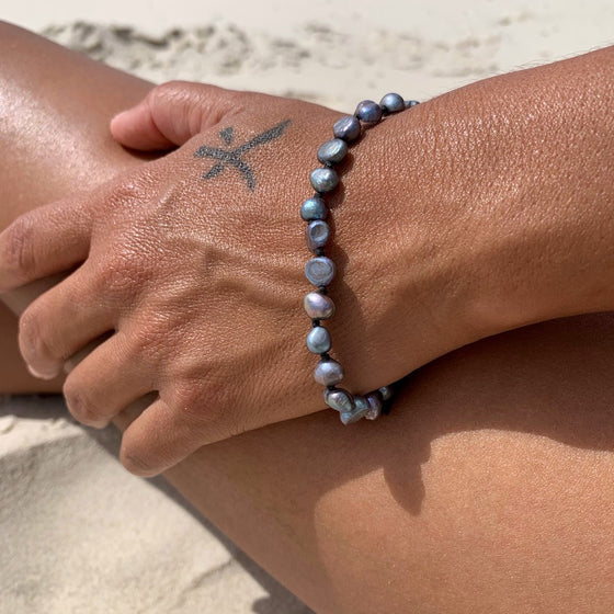 Silver Pearl Wrist Mala Beads yoga bracelet