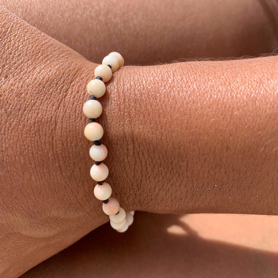 Pink Coral Wrist Mala Beads yoga bracelet