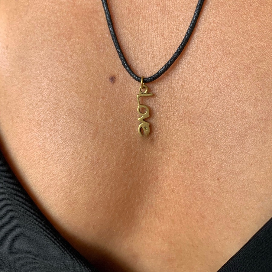 LOVE Pendant brass charm necklace